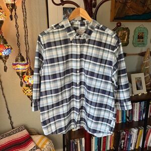 Cabin Creek Wrinkle Free Plaid Button Down Shirt Heavyweight Cotton Blend 16